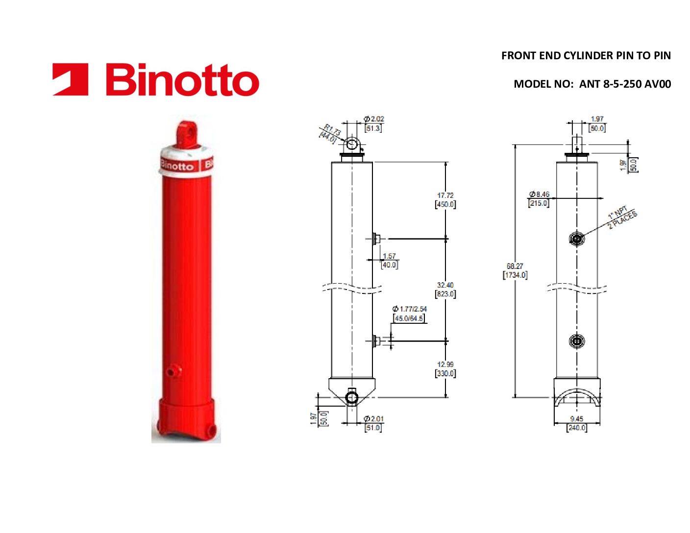 ANT 8-5-250 AV00 Binotto SAT Telescopic Cylinders